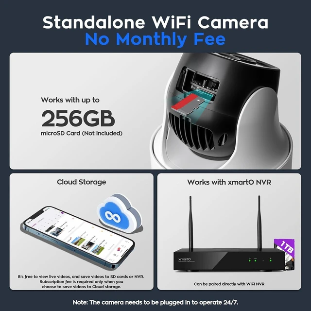 Alt view image 13 of 14 - xmartO 10X Zoom Security Camera, 6MP HD Wireless PTZ Home Security System for Indoor Outdoor Surveillance, Security Camera System with Auto Tracking, 24/7 Surveillance, 2-Way Audio