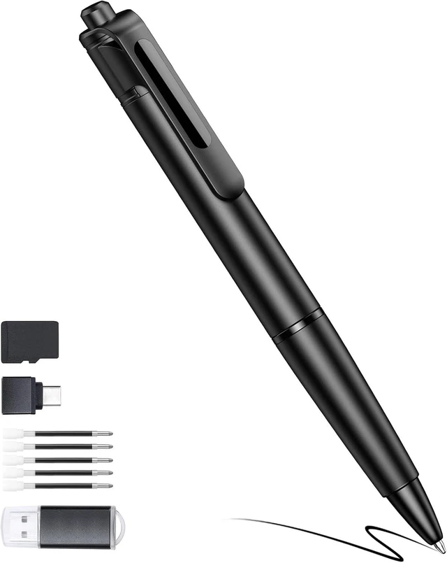 Alt view image 8 of 14 - 2.7K Small Cam Security Camera, 64 GB Portable Camera Pen, Mini Cam Pen (Glossy Black)