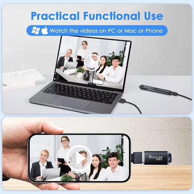 Alt view image 10 of 14 - 2.7K Small Cam Security Camera, 64 GB Portable Camera Pen, Mini Cam Pen (Glossy Black)
