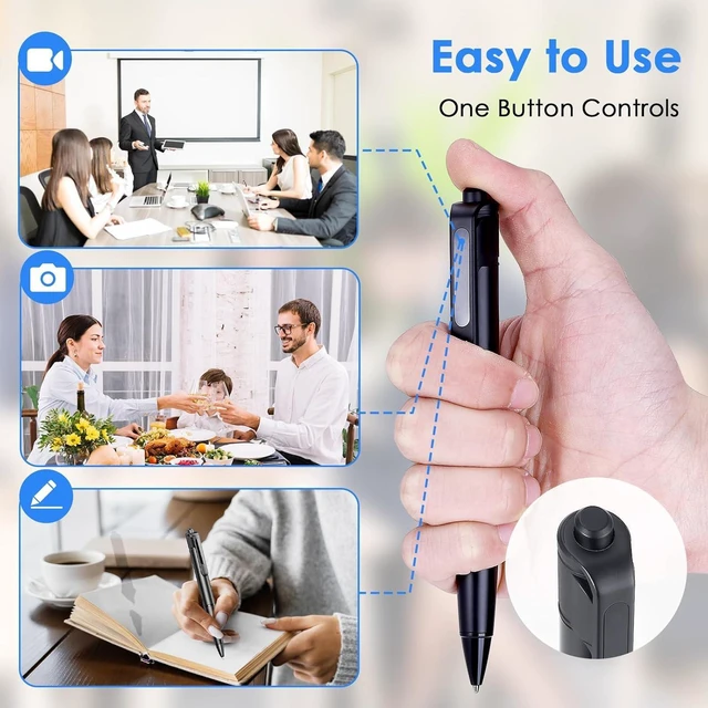 Alt view image 12 of 14 - 2.7K Small Cam Security Camera, 64 GB Portable Camera Pen, Mini Cam Pen (Glossy Black)