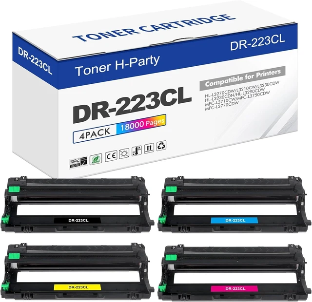 Alt view image 8 of 14 - DR223CL Drum Unit Set 4-Pack High Yield Compatible Replacement for Brother DR223CL DR-223CL DR223 DR-223 for MFC-L3770CDW MFC-L3750CDW MFC-L3710CW HL-L3230CDW HL-L3290CDW HL-L3210CW Printer (KCMY)