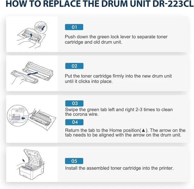 Alt view image 13 of 14 - DR223CL Drum Unit Set 4-Pack High Yield Compatible Replacement for Brother DR223CL DR-223CL DR223 DR-223 for MFC-L3770CDW MFC-L3750CDW MFC-L3710CW HL-L3230CDW HL-L3290CDW HL-L3210CW Printer (KCMY)