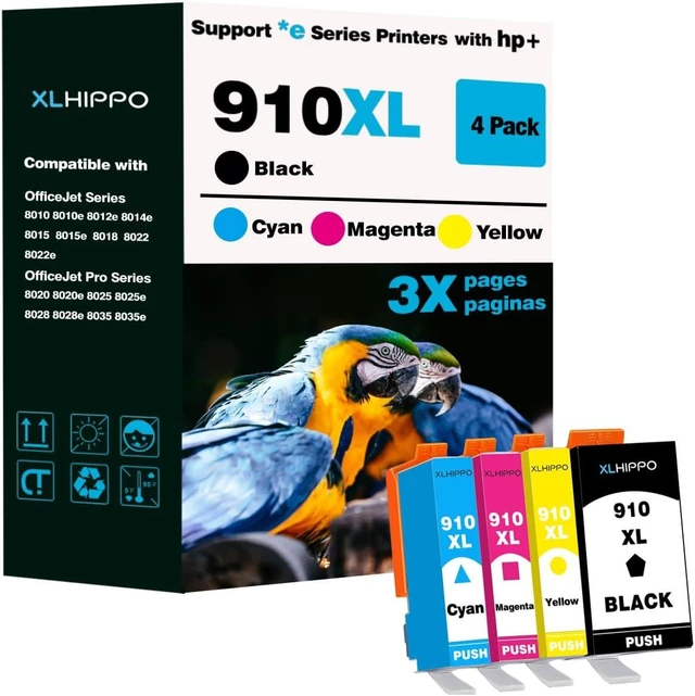 Alt view image 7 of 12 - 910XL Ink Cartridges for HP Printers 8015e 8025e 8010 8020 Series Replacement for HP Ink 910 XL Work with Office Jet 8022e OfficeJet Pro 8028e 8035e 8010e 8025 8035 8028 (Black and Color 4 Pack)