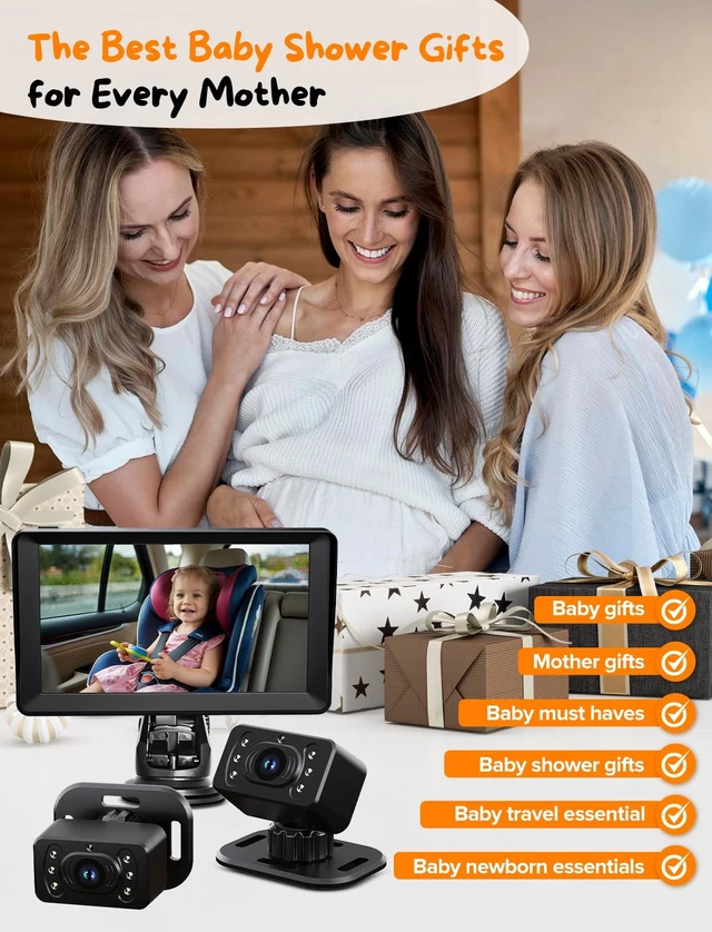 Alt view image 14 of 14 - Baby Car Camera for 2 Kids - 7 Inch HD1080P Split Screen Baby Monitor with Dual Backseat Camera 150° Wide View & 360° Rotatable, Night Vision Easy Install, Rear-Facing Baby Car Mirror