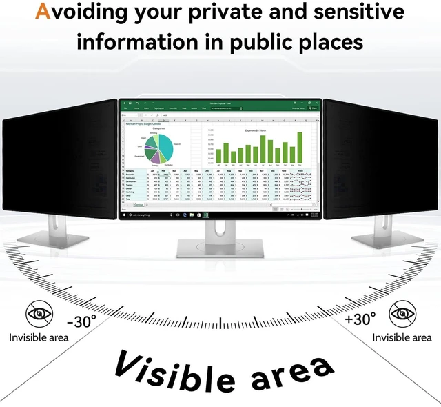 Alt view image 13 of 14 - 32 Inch Computer Privacy Screen Filter for 16:9 Aspect Ratio Widescreen Monitor - Anti Glare Blue Light Filter, Removable Computer Monitor Privacy Shield, Anti-Scratch Screen Protector Film 32 in