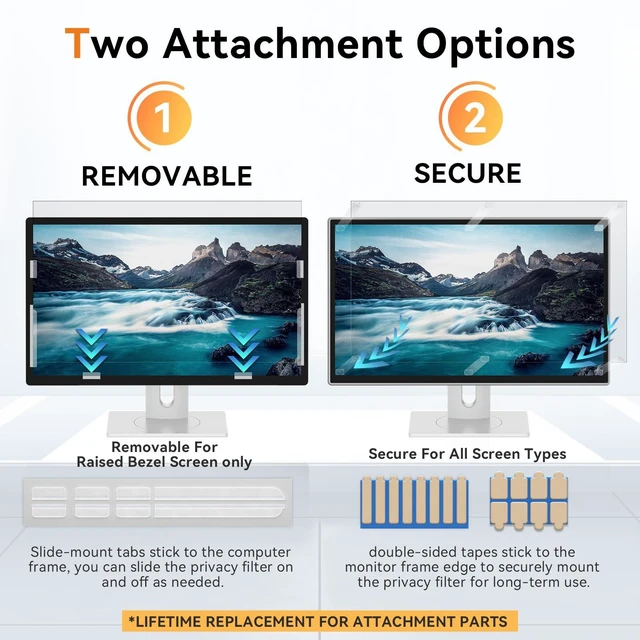 Alt view image 12 of 14 - 32 Inch Computer Privacy Screen Filter for 16:9 Aspect Ratio Widescreen Monitor - Anti Glare Blue Light Filter, Removable Computer Monitor Privacy Shield, Anti-Scratch Screen Protector Film 32 in