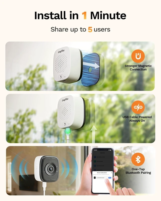 Alt view image 10 of 14 - LongPlus 5MP 3K Window Camera for Home Security,2.4G 5G WiFi Wireless Safeview Window Security Camera with Night Vision, 24/7 Recording, Human/Car Detection, Two-Way Audio, Easy Install
