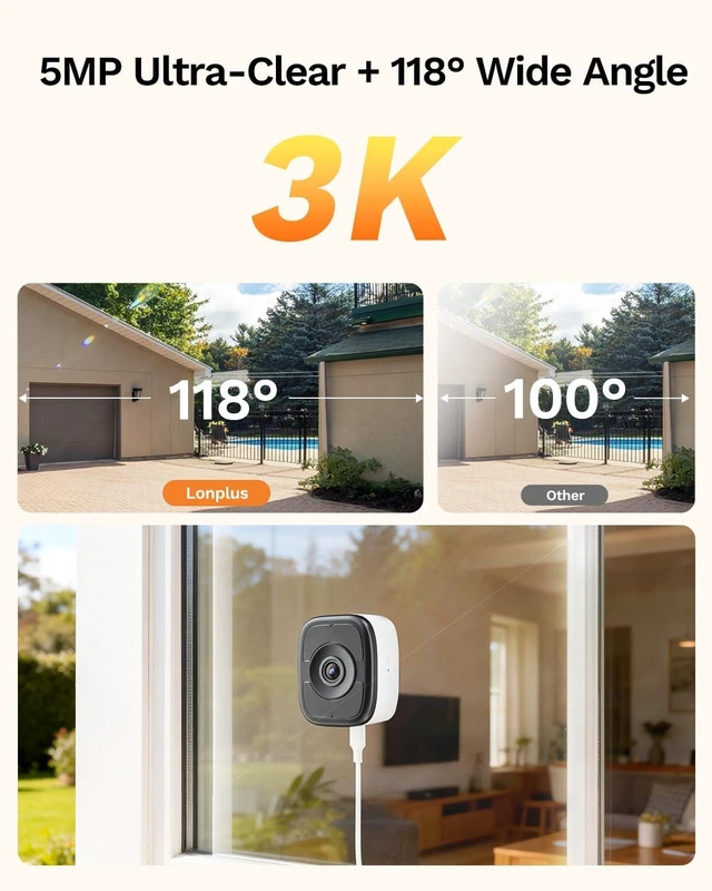 Alt view image 11 of 14 - LongPlus 5MP 3K Window Camera for Home Security,2.4G 5G WiFi Wireless Safeview Window Security Camera with Night Vision, 24/7 Recording, Human/Car Detection, Two-Way Audio, Easy Install