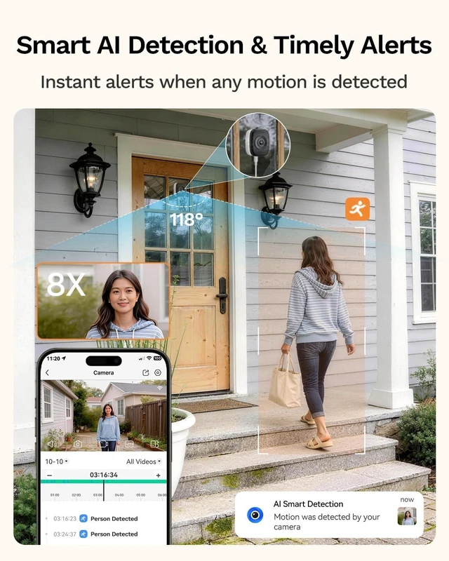 Alt view image 13 of 14 - LongPlus 5MP 3K Window Camera for Home Security,2.4G 5G WiFi Wireless Safeview Window Security Camera with Night Vision, 24/7 Recording, Human/Car Detection, Two-Way Audio, Easy Install