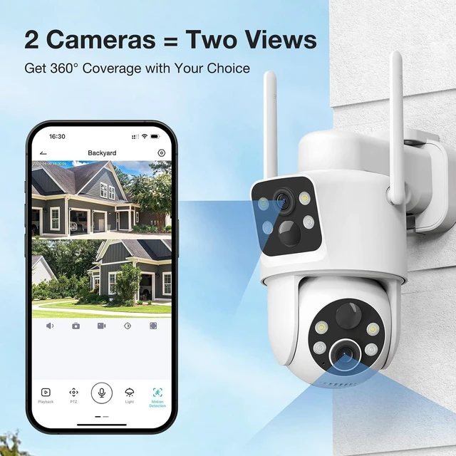 Alt view image 9 of 14 - TKENPRO Dual Lens Solar Security Cameras Wireless Outdoor, 2K Full HD Video, 360° View Pan/Tilt Home Security Camera with Color Night Vision, Easy to Install, PIR Alarm, 2.4GHz WiFi