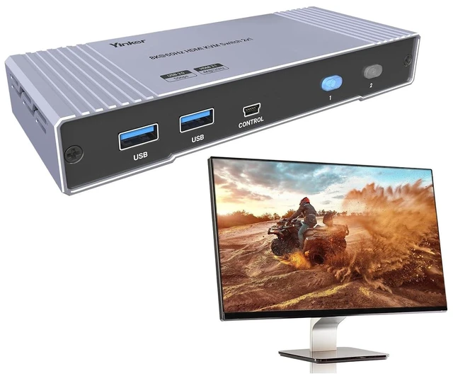 Alt view image 7 of 12 - 8K HDMI KVM Switch 2 Port, 8K@60Hz HDMI 2.1 KVM Switch for 2 Computers 1 Monitor 4 USB3.0 Hubs, Supports 4K@120Hz, 2K@144Hz, 1080P@240Hz (2 USB 3.0 Cable Included)