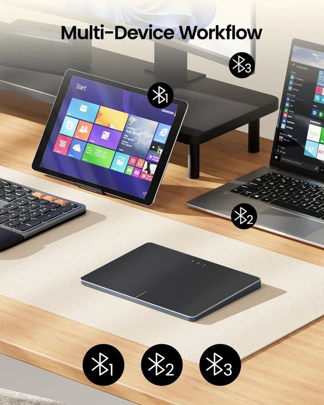 Alt view image 7 of 10 - ProtoArc Bluetooth Trackpad for Windows 10/11, T1 Plus Large High-Precision Touchpad, Wireless Trackpad Mouse with Multi-Gesture Support for Computer/Desktop/Laptop, Grey Black