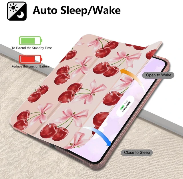 Alt view image 7 of 10 - MAYCARIKawaii Girly Bowknot Case for Ipad Pro 4Th Gen/3Rd/2Nd Cute Cherry Bows Cover for Ipad 11 Inch Ipad Pro(2022/2021/2020) Pretty Aesthetic Shell Soft Shockproof Case with Pencil Holder