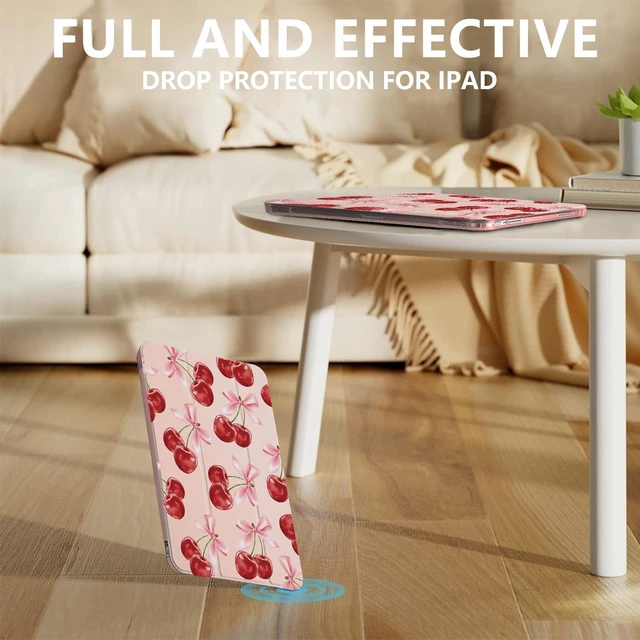 Alt view image 9 of 10 - MAYCARIKawaii Girly Bowknot Case for Ipad Pro 4Th Gen/3Rd/2Nd Cute Cherry Bows Cover for Ipad 11 Inch Ipad Pro(2022/2021/2020) Pretty Aesthetic Shell Soft Shockproof Case with Pencil Holder
