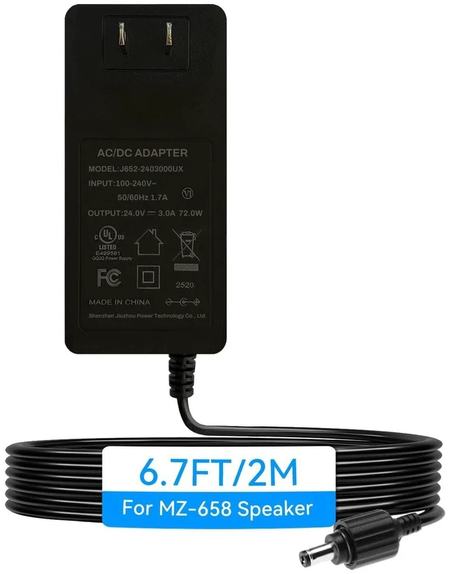 Alt view image 2 of 2 - Plyee Audio Power Adapter for MZ-658 Wall Speaker Only, 1 PC, 2M/6.6FT Replacement Corded Adapter (Not Compatible with MZ-621 or MZ-632)