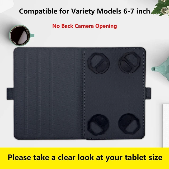 Alt view image 7 of 10 - 6 7 Inch Tablet Case,Universal Case for 6-7 Inch Tablet eReader,7" Kindle Series e-Reader Tablet Stand Folio Shell Cover with 360 Degree Rotatable Kickstand Multiple Viewing,Retro Audio Cassette