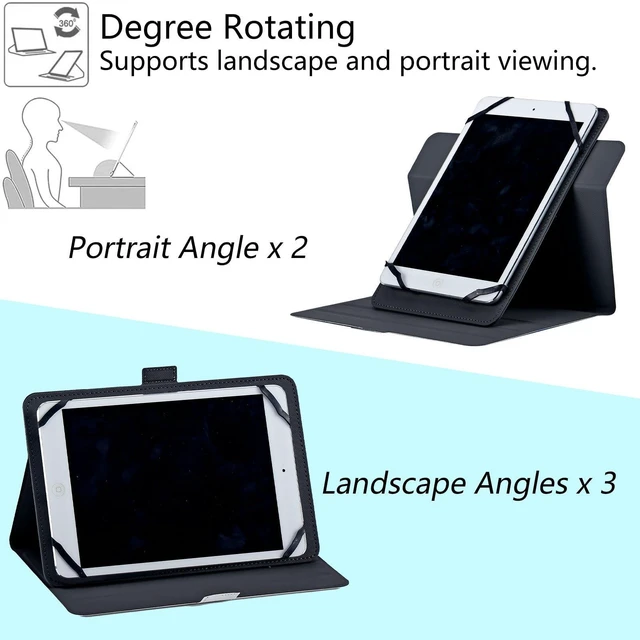 Alt view image 9 of 10 - 6 7 Inch Tablet Case,Universal Case for 6-7 Inch Tablet eReader,7" Kindle Series e-Reader Tablet Stand Folio Shell Cover with 360 Degree Rotatable Kickstand Multiple Viewing,Retro Audio Cassette