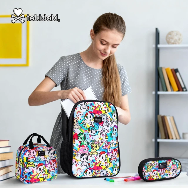 Alt view image 8 of 10 - Tokidoki Backpack 3pcs Set, Lightweight Makeup Case Unicorno Bookbag with Anime Lunch Box Travel Laptop Bag Casual Daypacks for Women(Rainbow-3Pack)