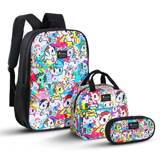 Alt view image 6 of 10 - Tokidoki Backpack 3pcs Set, Lightweight Makeup Case Unicorno Bookbag with Anime Lunch Box Travel Laptop Bag Casual Daypacks for Women(Rainbow-3Pack)