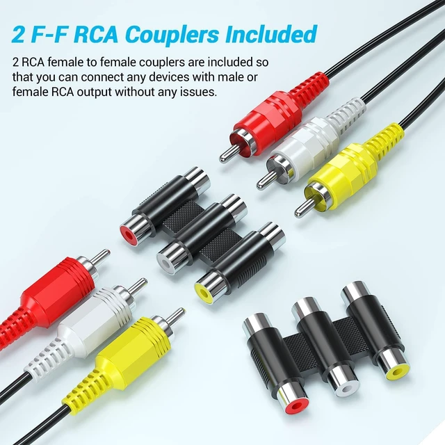Alt view image 10 of 10 - Knisopec Dual Port RCA to HDMI, Double Composite AV to HDMI Converter, Two RCA in One HD Out Converter for N64/Wii/PS2/DVD/VHS to Display On Newer TVs
