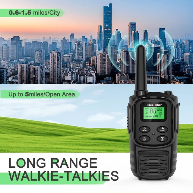 Alt view image 9 of 10 - MaxTalker Walkie Talkies Long Range for Adult, MT10 Rechargeable Walkie Talkies FRS Two Way Radio, NOAA, 1200mAh Li-ion Battery USB-C Cable, LED Flashlight, VOX Walkie Talkie for Hiking Camping 2Pack