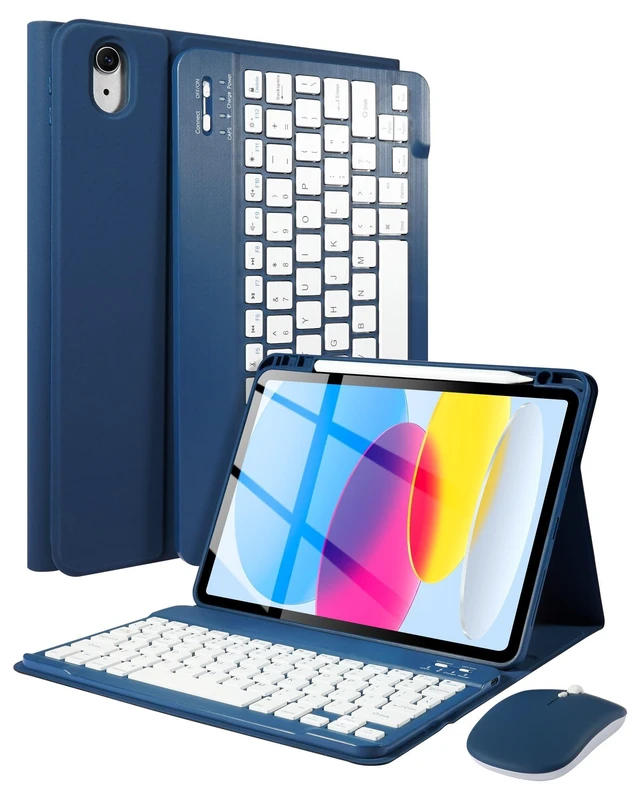 Alt view image 6 of 10 - Keyboard Case with Mouse for iPad (A16) 11th Gen 2025 /10th Gen 2022, Magnetic Case with Keyboard for iPad 11-inch (A16) / 10.9-inch 10th Generation, Thin & Light Cover with Pencil Holder, Navy Blue