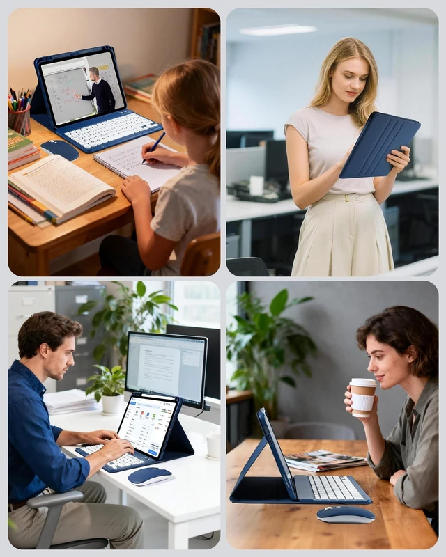 Alt view image 8 of 10 - Keyboard Case with Mouse for iPad (A16) 11th Gen 2025 /10th Gen 2022, Magnetic Case with Keyboard for iPad 11-inch (A16) / 10.9-inch 10th Generation, Thin & Light Cover with Pencil Holder, Navy Blue