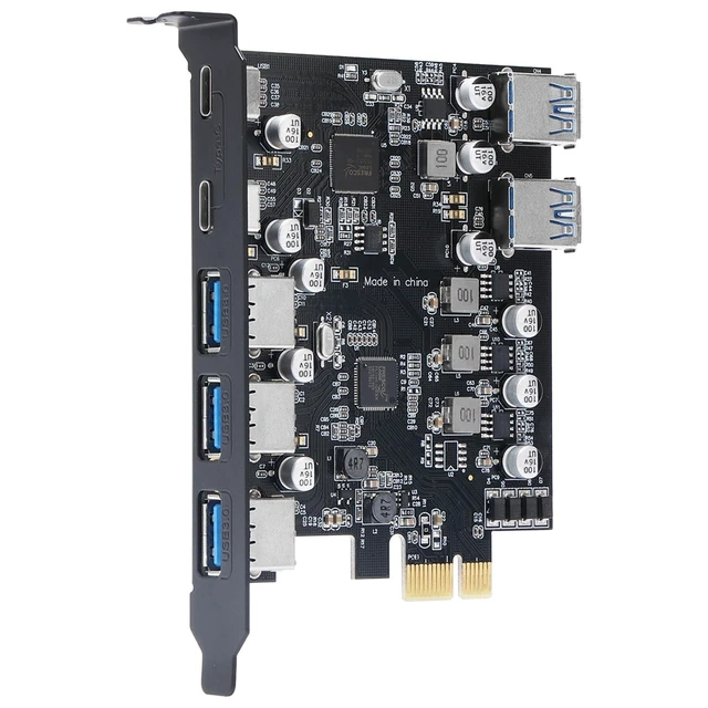 Alt view image 6 of 10 - XRIKUI PCIe to USB 3.0 5X USB-A and 2X USB-C Ports Expansion Card,PCI Express Internal USB 3 Hub Converter for Desktop PCS Riser Card