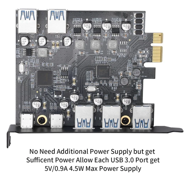 Alt view image 8 of 10 - XRIKUI PCIe to USB 3.0 5X USB-A and 2X USB-C Ports Expansion Card,PCI Express Internal USB 3 Hub Converter for Desktop PCS Riser Card