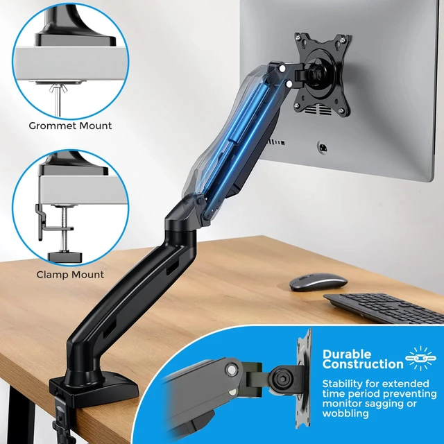 Alt view image 10 of 10 - Josphere Monitor Arm, from 13 to 34 Inch Monitors, Fits Upto 22 lbs Screens with Adjustable Gas Spring Arm, Full Motion Monitor Mount for LCD Computer