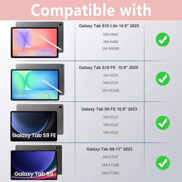Alt view image 7 of 10 - Keyboard Case for Samsung Galaxy Tab S10 Lite/ S10 FE/ S9 FE 10.9 Inch/Tab S9 11 Inch with S Pen Holder, 7 Color Backlit Detachable Wireless Bluetooth Keyboard with Stand Cover Case, Rose Gold