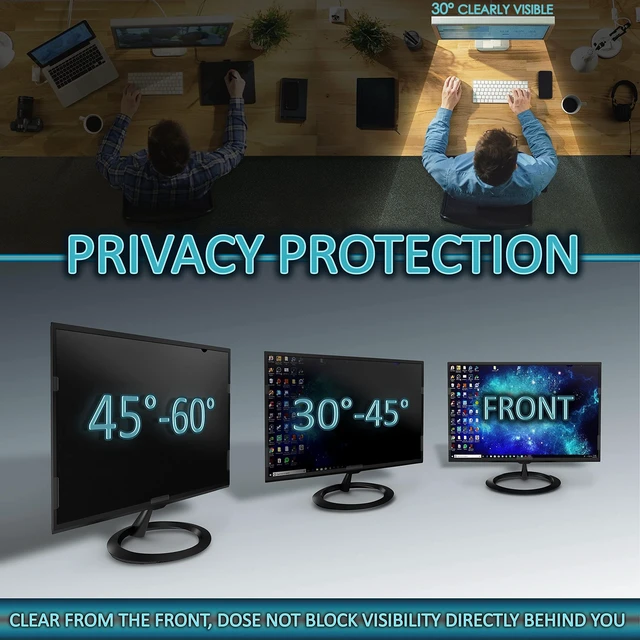 Alt view image 7 of 10 - Privacy Screen Filter for 18.5 Inches (Screen Measured Diagonally) Desktop Computer Monitor, Aspect Ratio 16:9 (16.14 inch width x 9.09 inch height)