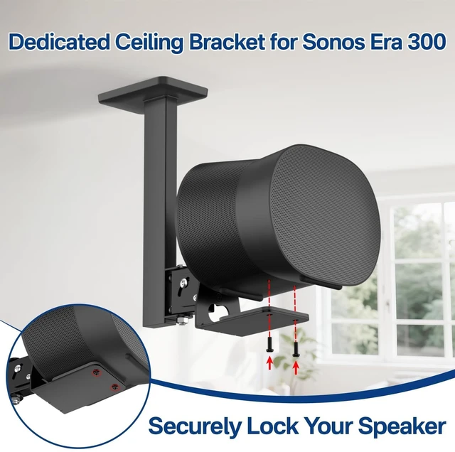 Alt view image 7 of 10 - Chunxiao Swivel and Tilt Ceiling Speaker Mount for Sonos Era 300 Ceiling Mount Black - Heavy Duty Speaker Ceiling Mount for Sonos Era 300 Mount Bracket to Enhance Sound Effects
