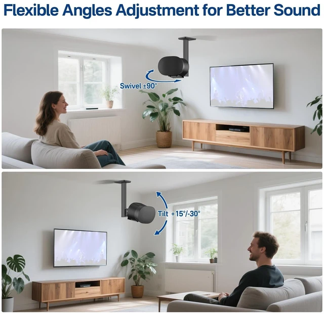 Alt view image 8 of 10 - Chunxiao Swivel and Tilt Ceiling Speaker Mount for Sonos Era 300 Ceiling Mount Black - Heavy Duty Speaker Ceiling Mount for Sonos Era 300 Mount Bracket to Enhance Sound Effects