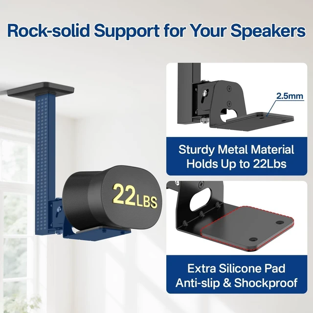 Alt view image 10 of 10 - Chunxiao Swivel and Tilt Ceiling Speaker Mount for Sonos Era 300 Ceiling Mount Black - Heavy Duty Speaker Ceiling Mount for Sonos Era 300 Mount Bracket to Enhance Sound Effects