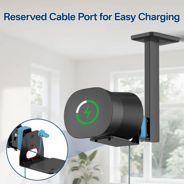 Alt view image 9 of 10 - Chunxiao Swivel and Tilt Ceiling Speaker Mount for Sonos Era 300 Ceiling Mount Black - Heavy Duty Speaker Ceiling Mount for Sonos Era 300 Mount Bracket to Enhance Sound Effects