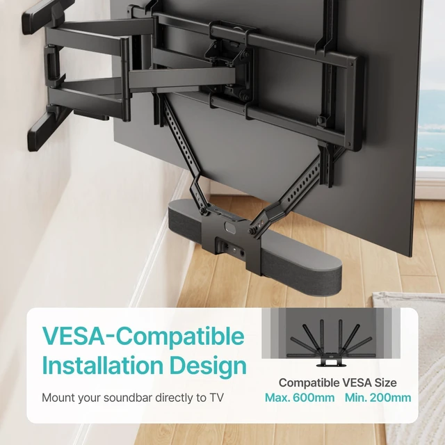 Alt view image 10 of 10 - Soundbar TV Mount Compatible with Sonos Beam, Holds Up to 11 lbs, Soundbar Mount for Surround Sound, Under TV Installation, Black