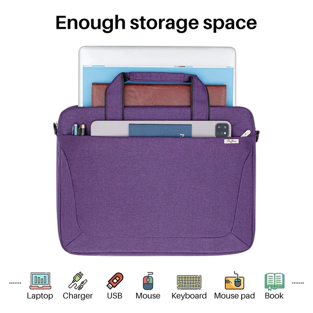 Alt view image 8 of 10 - BAFFINA 15.6 16 Inch Laptop Shoulder Bag for Men Women,Waterproof Computer Carrying Case Messenger Bag with Strap,Laptop Briefcase for 14-15-16 In MacBook/Chromebook/Notebook Hp Dell Acer Asus,Purple