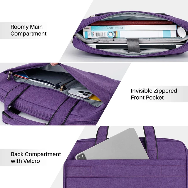 Alt view image 9 of 10 - BAFFINA 15.6 16 Inch Laptop Shoulder Bag for Men Women,Waterproof Computer Carrying Case Messenger Bag with Strap,Laptop Briefcase for 14-15-16 In MacBook/Chromebook/Notebook Hp Dell Acer Asus,Purple