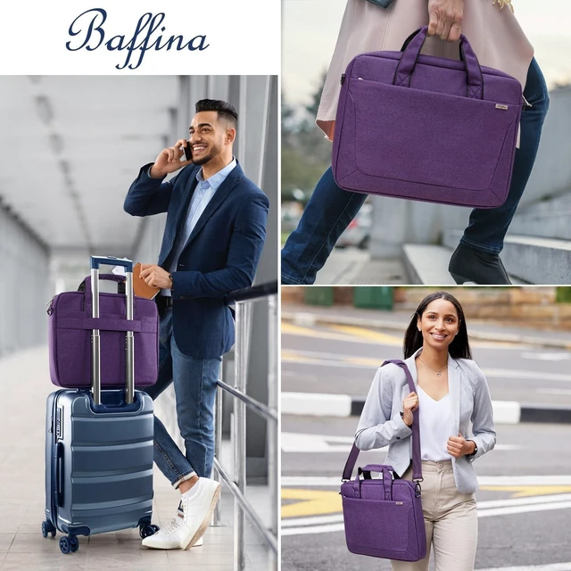 Alt view image 7 of 10 - BAFFINA 15.6 16 Inch Laptop Shoulder Bag for Men Women,Waterproof Computer Carrying Case Messenger Bag with Strap,Laptop Briefcase for 14-15-16 In MacBook/Chromebook/Notebook Hp Dell Acer Asus,Purple