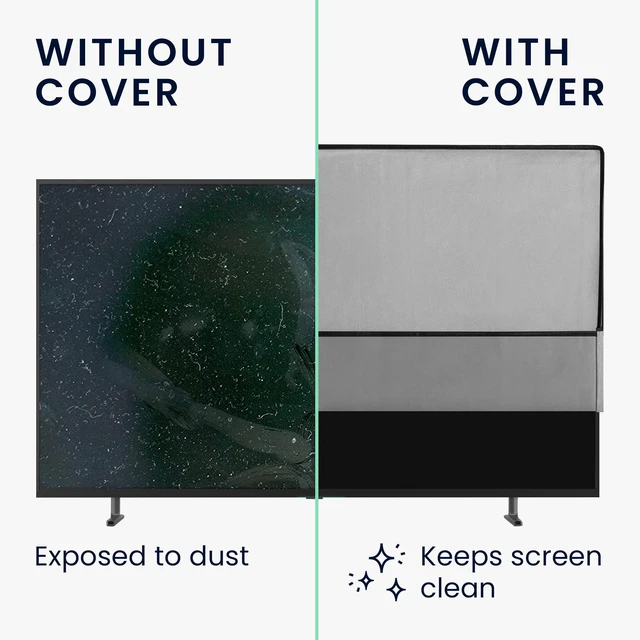Alt view image 9 of 10 - kwmobile Indoor 85" TV Cover Television Dust Cover Screen Protector TV Screen Dust Protection Synthetic Fabric Light Grey