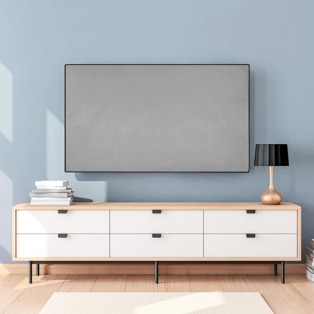 Alt view image 8 of 10 - kwmobile Indoor 85" TV Cover Television Dust Cover Screen Protector TV Screen Dust Protection Synthetic Fabric Light Grey