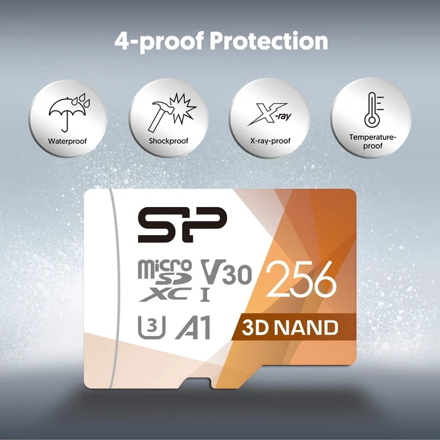 Alt view image 10 of 10 - Silicon Power 256GB Micro SD Card U3 SDXC Up to 100MB/s High Speed Memory Card with Adapter for Nintendo-Switch, Cams and Drones