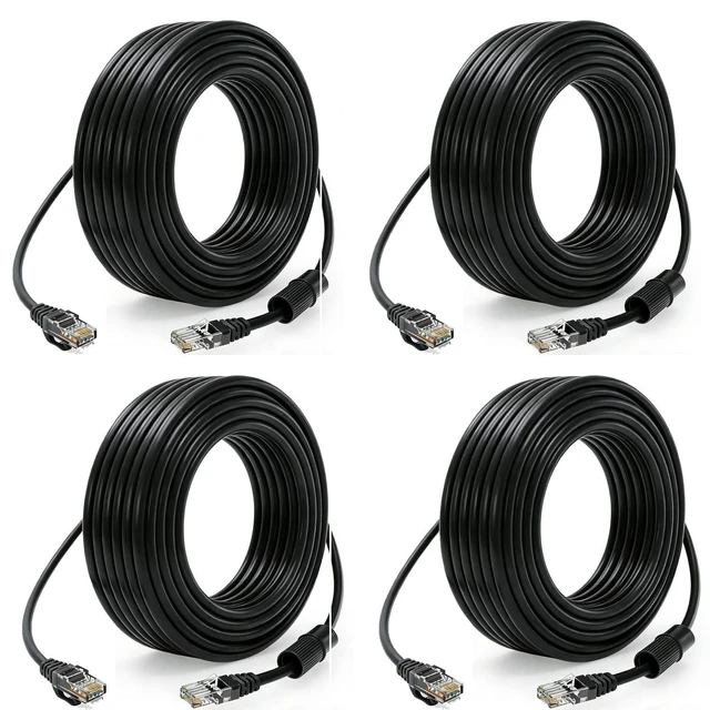 Alt view image 6 of 10 - GWFIBER Cat 6 Ethernet Cable 100 ft,PoE Cable High Speed 10Gbps LAN RJ45 Network Cable LAN Cable 100ft for Indoor IP Camera Cable Router, VoIP Internet Cable 30m Long ethernet Cable 100ft Black 4PCS