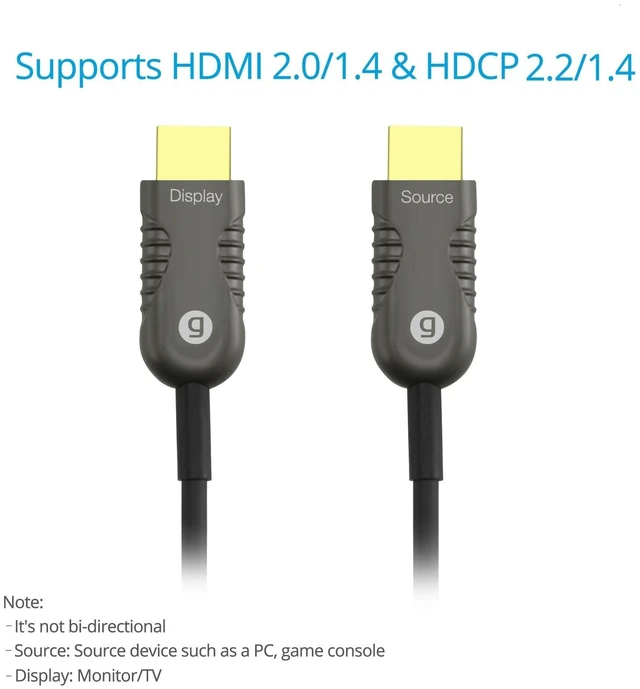 Alt view image 8 of 10 - gofanco Active HDMI 2.0 Fiber Optic Cable 15m (50ft) - 4K @60Hz 4:4:4, HDMI 2.0, HDCP 2.2, HDR, ARC, 18Gbps, 3D, CEC, EDID, HEC