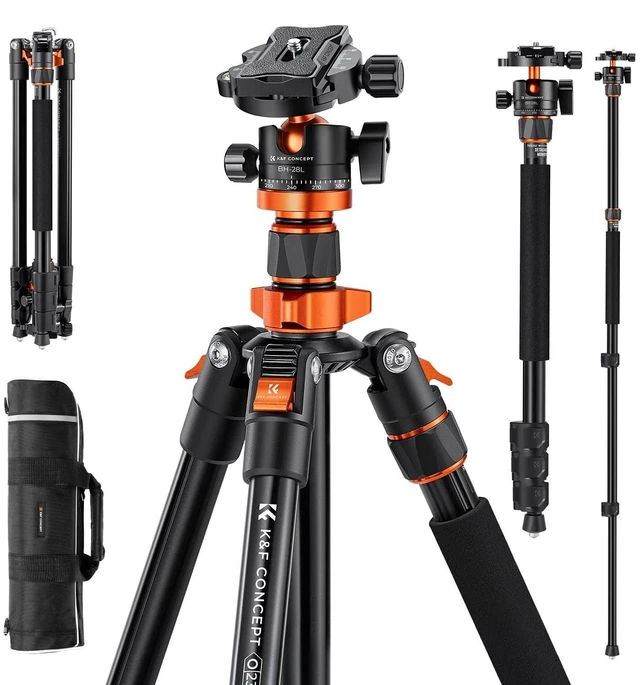 Alt view image 6 of 10 - K&F CONCEPT Tripod for Camera, 78" Aluminum Camera Tripod, 81" Tripods & Monopods, Stable Heavy Duty Travel Tripod for DSLR Cameras, Max Load 22 lbs