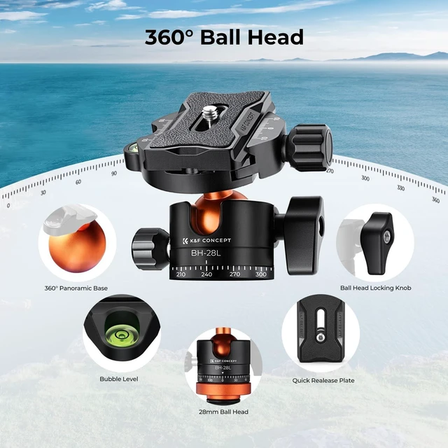 Alt view image 8 of 10 - K&F CONCEPT Tripod for Camera, 78" Aluminum Camera Tripod, 81" Tripods & Monopods, Stable Heavy Duty Travel Tripod for DSLR Cameras, Max Load 22 lbs