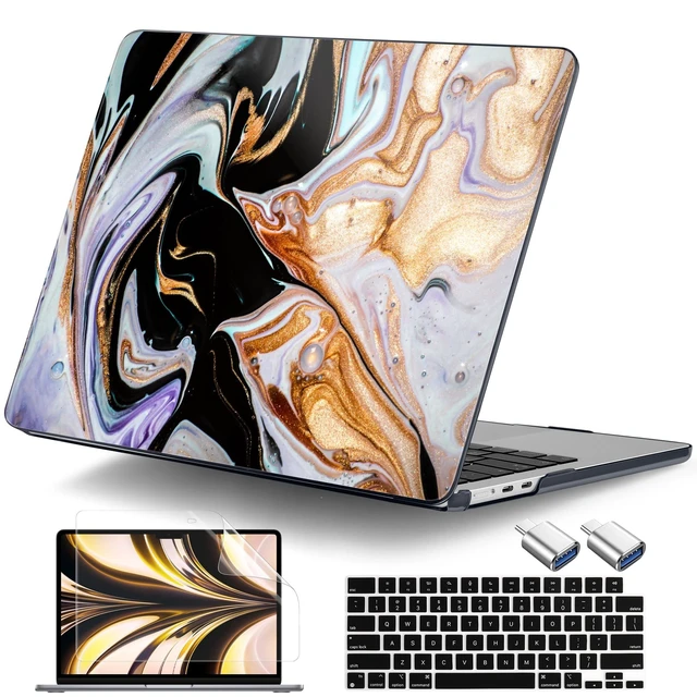 Alt view image 6 of 10 - DONGKE for MacBook Air 13.6 Inch Case 2026 2025 2024-2022 A3449 A3240 A3113 A2681 M5 M4 M3 M2 Touch ID, Plastic Hard Shell & Keyboard Cover & Type C Adapter for MacBook Air 13 inch, Black Marble