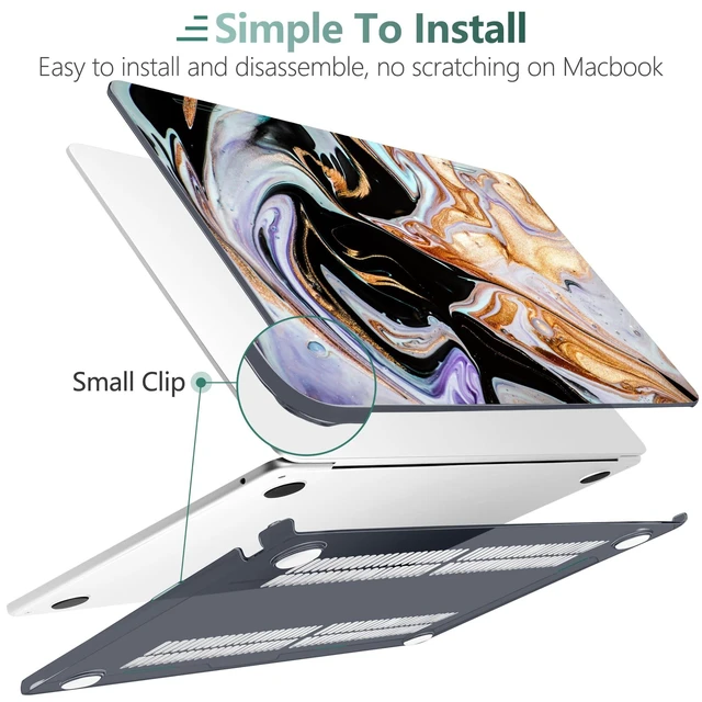 Alt view image 9 of 10 - DONGKE for MacBook Air 13.6 Inch Case 2026 2025 2024-2022 A3449 A3240 A3113 A2681 M5 M4 M3 M2 Touch ID, Plastic Hard Shell & Keyboard Cover & Type C Adapter for MacBook Air 13 inch, Black Marble
