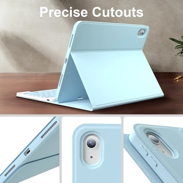 Alt view image 10 of 10 - FGZZROU iPad 11th 10th Generation Case with Keyboard 10.9 Inch 2022 Detachable Wireless 7Colors Backlight Keyboard Case with Pencil Holder for and Magnetic Disc Universal Stylus Pen